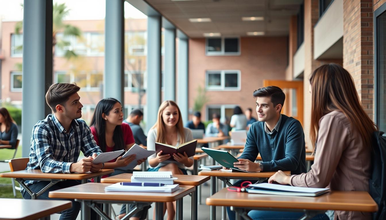 Student using a study guide to organize academic notes